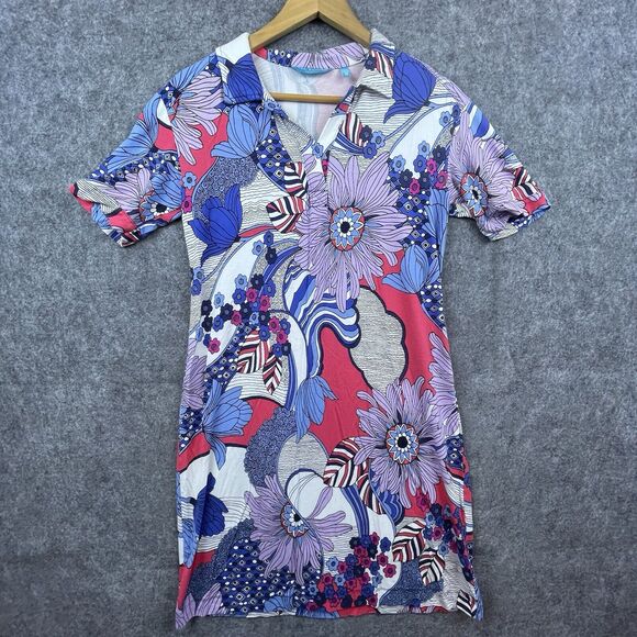 Tori Richard Honolulu Dress Womens Medium Hawaiian Floral Soft Stretch Collared - Picture 1 of 4